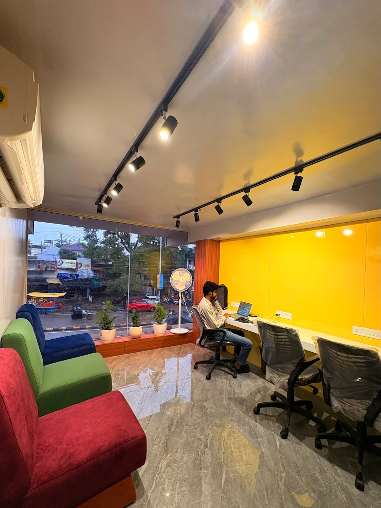 Members networking in a Think Hub meeting room